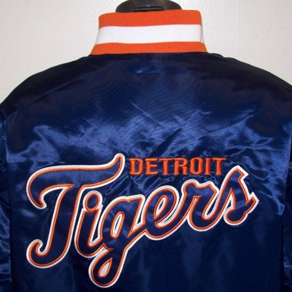 DETROIT TIGERS Starter Snap Down Jacket 3X BLUE - Picture 5 of 8